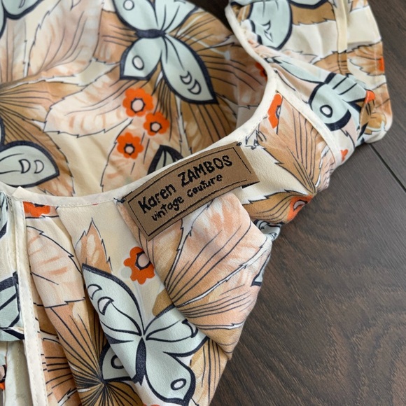 Karen Zambos vintage couture silk butterfly dress - Picture 2 of 4